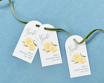 Watercolor Lemon Wedding Favor Tag Personalized Citrus Party Gift Tags (set of 5)