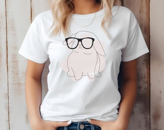 Chemise lapin avec lunettes, T-shirt lapin avec lunettes, t-shirt de Pâques unisexe, chemise mignonne, chemise du jour de Pâques pour femme, chemise de lapin de printemps
