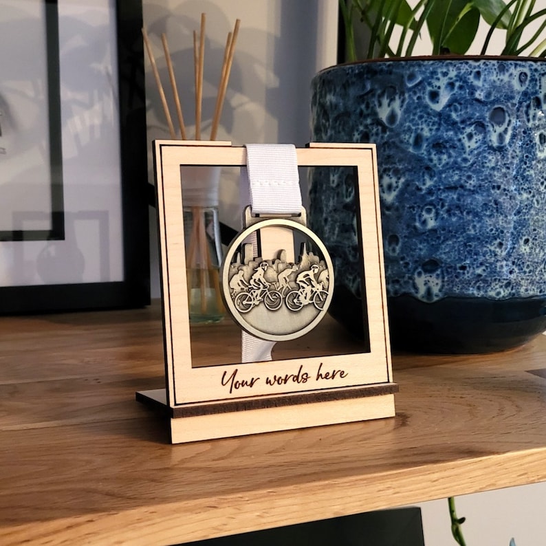 Personalised medal holder wooden medal stand