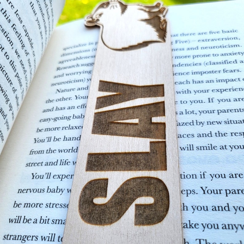 SLAY Wooden Bookmark Personalised Capybara Side Eye Engraved Book Lover Literary Gift Bookish Birthday image 4