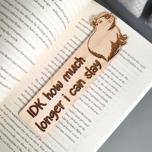 Wooden Bookmark Personalised Capybara Slay Engraved Book Lover Literary Gift Bookish Birthday