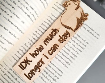 Wooden Bookmark Personalised Capybara Slay Engraved Book Lover Literary Gift Bookish Birthday