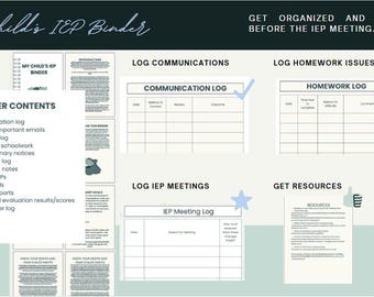 Printable IEP Binder Template, IEP Meeting Tracker, Parent Individualized Education Planner, Special Child with Disabilities IEP Binder, pdf