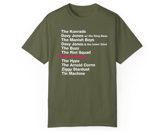Camiseta de David Bowie/Camiseta de Bowie/Camiseta de rock brillante/Camiseta de glam rock/Camiseta de banda/Camiseta de Ziggy Stardust/Regalo de cultura pop/Artículos musicales/Camiseta de lista