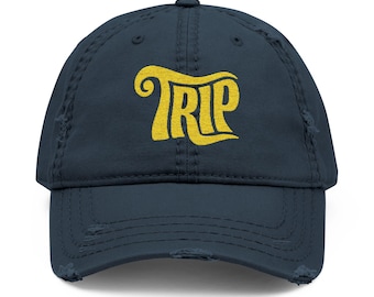 The Trip Film Distressed Embroidered Dad Hat – Psychedelic 1960s Retro Movie Merchandise