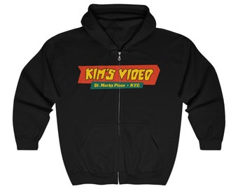 Kims Video Full Zip Hooded Sweatshirt/Film Nerd hoodie/Indie Film hoodie/Video Rental hoodie/NYC/Mondo Kims/Film/Vintage Store/Kims Video