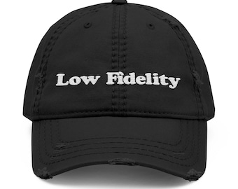 Low Fidelity Embroidered Distressed Dad Hat: LoFi Music Vibes Baseball Cap