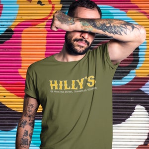 Hilly&#39;s/Rock n Roll Tshirt/The Village NYC/Hilly/defunct venue/retro Tshirt/punk rock/CBGBs/music Tee/1970s/underground culture/music gift