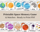 Space Memory Card Game, Educational Game, Kid Game, Homeschool printable, Matching Game, Early Learning Game, Homeschool Materials