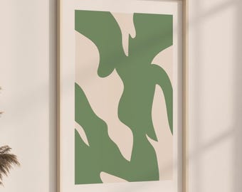 Abstract Green Art Print, Modern Scandinavian Wall Decor