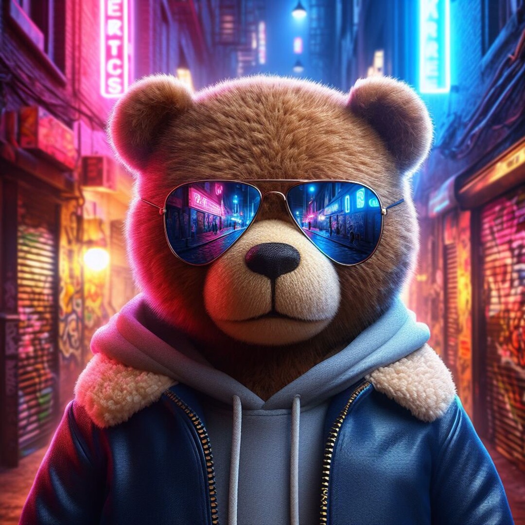 Cool Bear Wall Art, Game Room Art, Men Cave Wall Art, Digital Prints ...