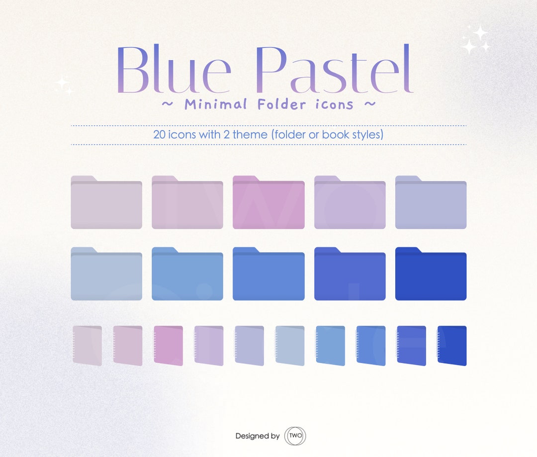 Blue Pastel Minimal Desktop Icon | 20 Icons | Suitable for Mac or ...