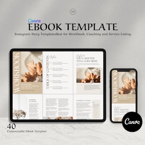 40-Page EBook Workbook Template: Neutral Minimalist Coaching Guide (Canva Editable)