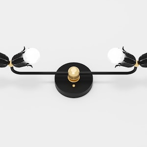 Aplique de baño con cuatro luces LED y detalles florales, iluminación de pared moderna, luz maximalista de mediados de siglo, homologada por UL, AVALON