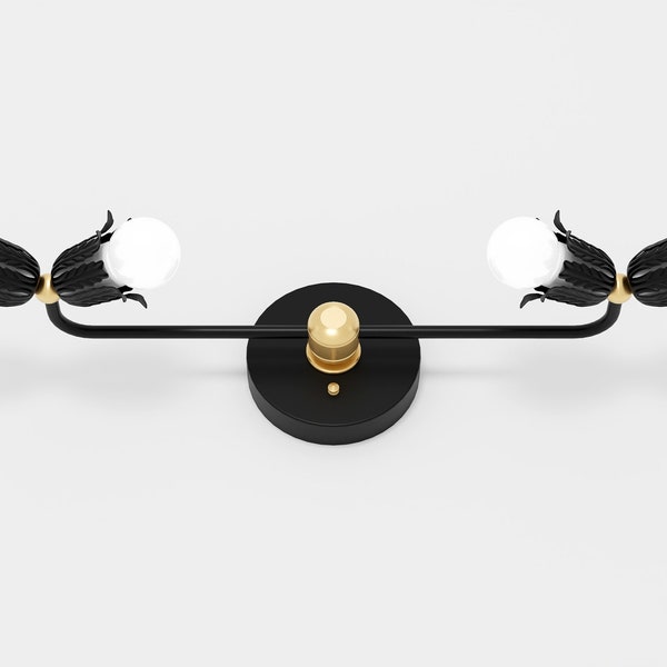 Four Light Bathroom Vanity LED Sconce Floral Detail Modern Wall Lighting Mid Century Maximalist Light UL Listed AVALON