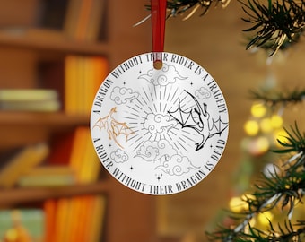 Cavaliere festivo senza la quarta ala del drago Rebecca Yarros, ornamento in metallo, Xadan e Violet, regalo per il club del libro, regalo di Natale, Romantasy