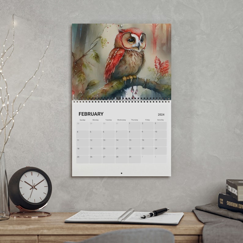 Niedlicher Aquarell Eulen Kalender 2024 Muttertag - Etsy.de