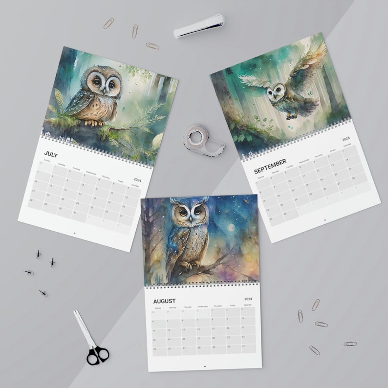 Niedlicher Aquarell Eulen Kalender 2024 Muttertag - Etsy.de