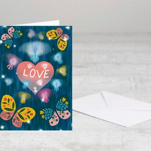 Criatura del Amor / Hermosa Impresión Digital en papel de acuarela, Tarjeta de felicitación plegada, en tamaño A5