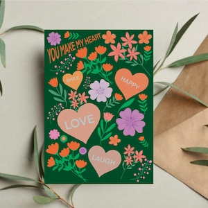 Haces sonreír a mi corazón / Tarjeta de felicitación / Regalo con sobre blanco