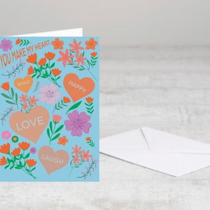 Je laat mijn hart glimlachen | Wenskaart | Cadeau met witte envelop