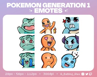 Emotes | Pokemon Generation 1 | Ready To Use | for Twitch, Discord, etc