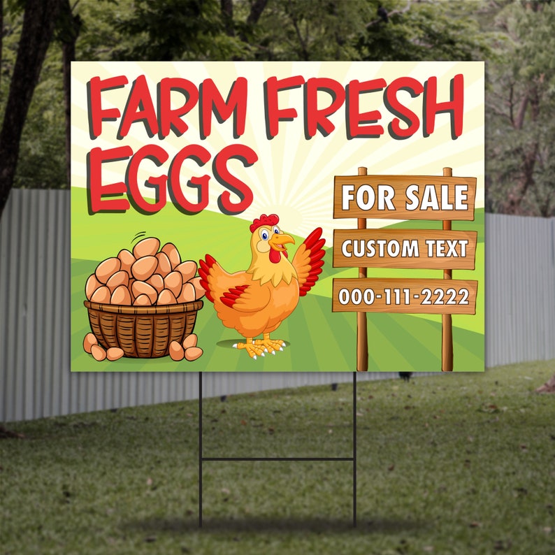 Personalized Farm Fresh Eggs Yard Sign, Custom Farm Fresh Eggs for Sale