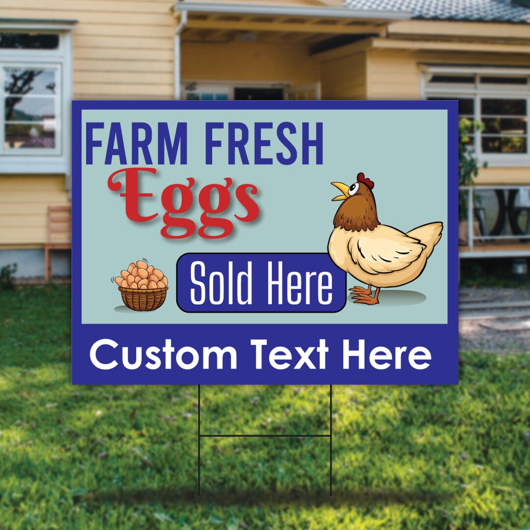 Personalized Farm Fresh Eggs Yard Sign, Custom Farm Fresh Eggs for Sale