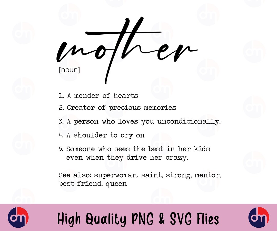 Mother's Day Definition SVG PNG Digital Download File for Etsy