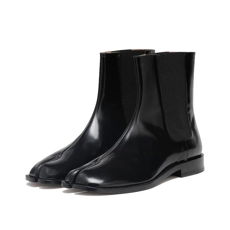 Tabi Leather Split-toe Boots Tabi Boots Black Leather - Etsy