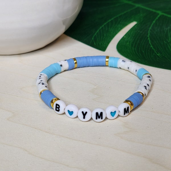 Heishi Boy Mom stretch bracelet