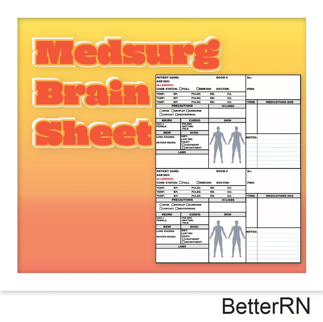 Brain Sheet Lab Medsurg Brain Sheet - Etsy