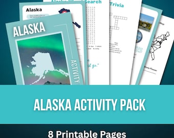 Alaska Activity Pack – Homeschool Printable Worksheets & Coloring Pages | Road Trip Kids Activity Book PDF