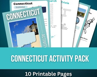 Connecticut Activity Pack – Homeschool Printable Worksheets, Word Search & Coloring Pages | Road Trip Kids Activity Book PDF