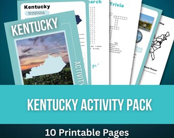 Kentucky Activity Book for Kids -- Road Trip Learning Fun -- Homeschool Printable -- State Activity Pack with Answer Key
