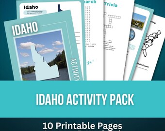 Idaho Activity Book for Kids | Printable Road Trip Game | Homeschool State Study | Ages 6-12
