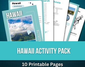 Hawaii Activity Book for Kids, Road Trip Learning Fun, Homeschool Printable, State Activity Pack with Answer Key