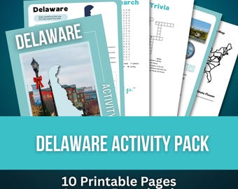 Delaware Activity Pack – Homeschool Printable Worksheets, Word Search and Coloring Pages | Road Trip Kids Activity Book PDF
