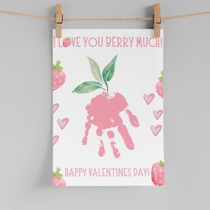 Je t'aime BERRY Beaucoup d'activités pour la Saint-Valentin, Art imprimable de l'empreinte de main, Artisanat d'empreinte de main pour la Saint-Valentin d'âge préscolaire pour les enfants, Souvenir d'empreinte de main