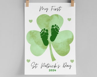 Baby's First St. Patrick's Day, Printable St. Patrick's Day Baby Handprint Art, Baby Keepsake, My First St. Patrick's Day Craft,Handprints