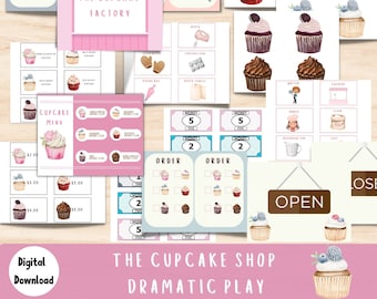 Bakery Dramatic Play, Pretend Play, Play Kit, Classroom Dramatic Play, Home Dramatic Play, Playroom, Cupcake shop, Restaurant