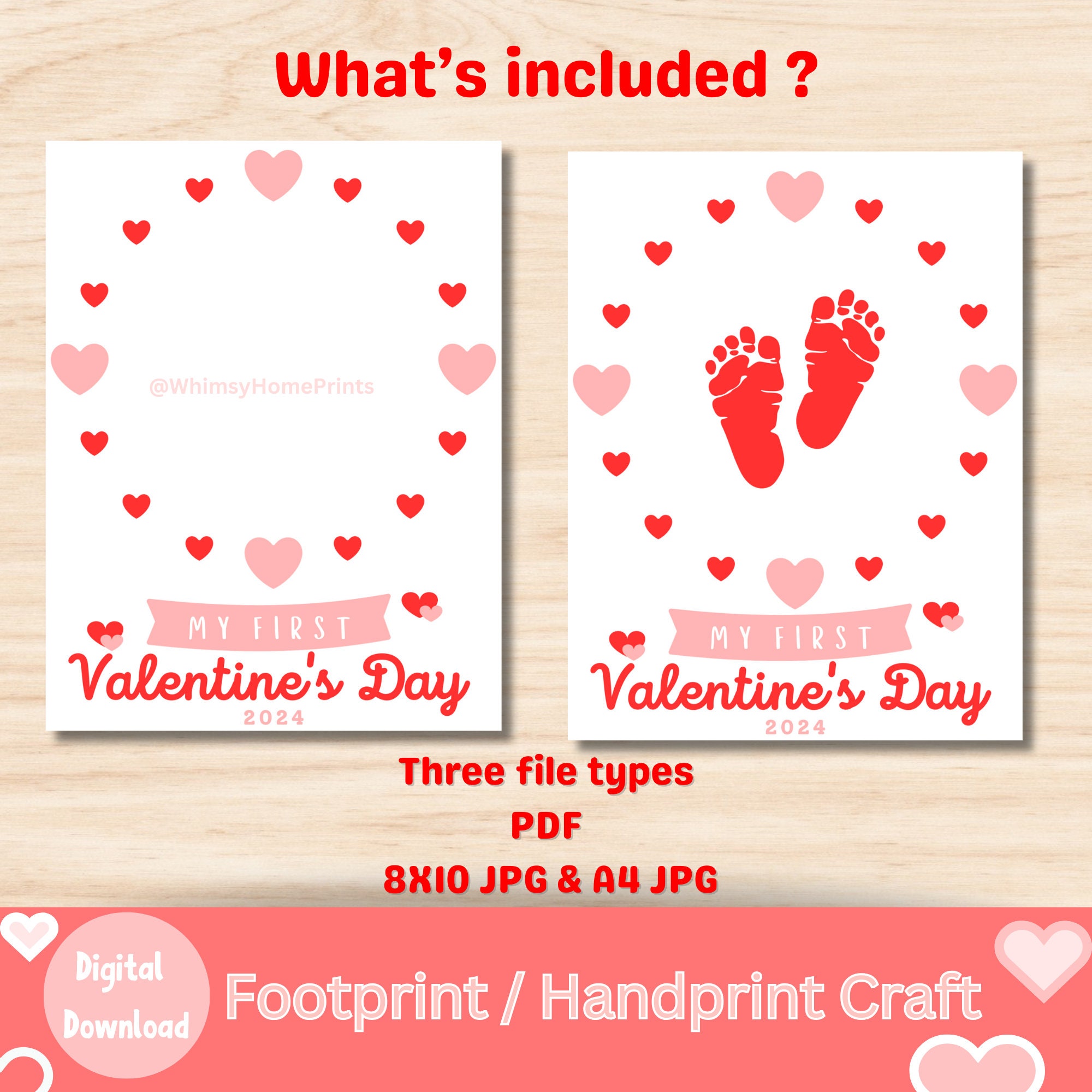 Valentines Day Footprint Craft baby's First Valentine's Day 2024 DIY ...