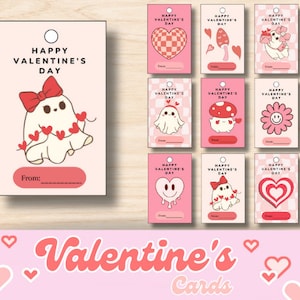 Retro Valentine Cards PRINTABLE, valentines day cards for kids classrooms, Valentine’s Day Printable Cards for Kids