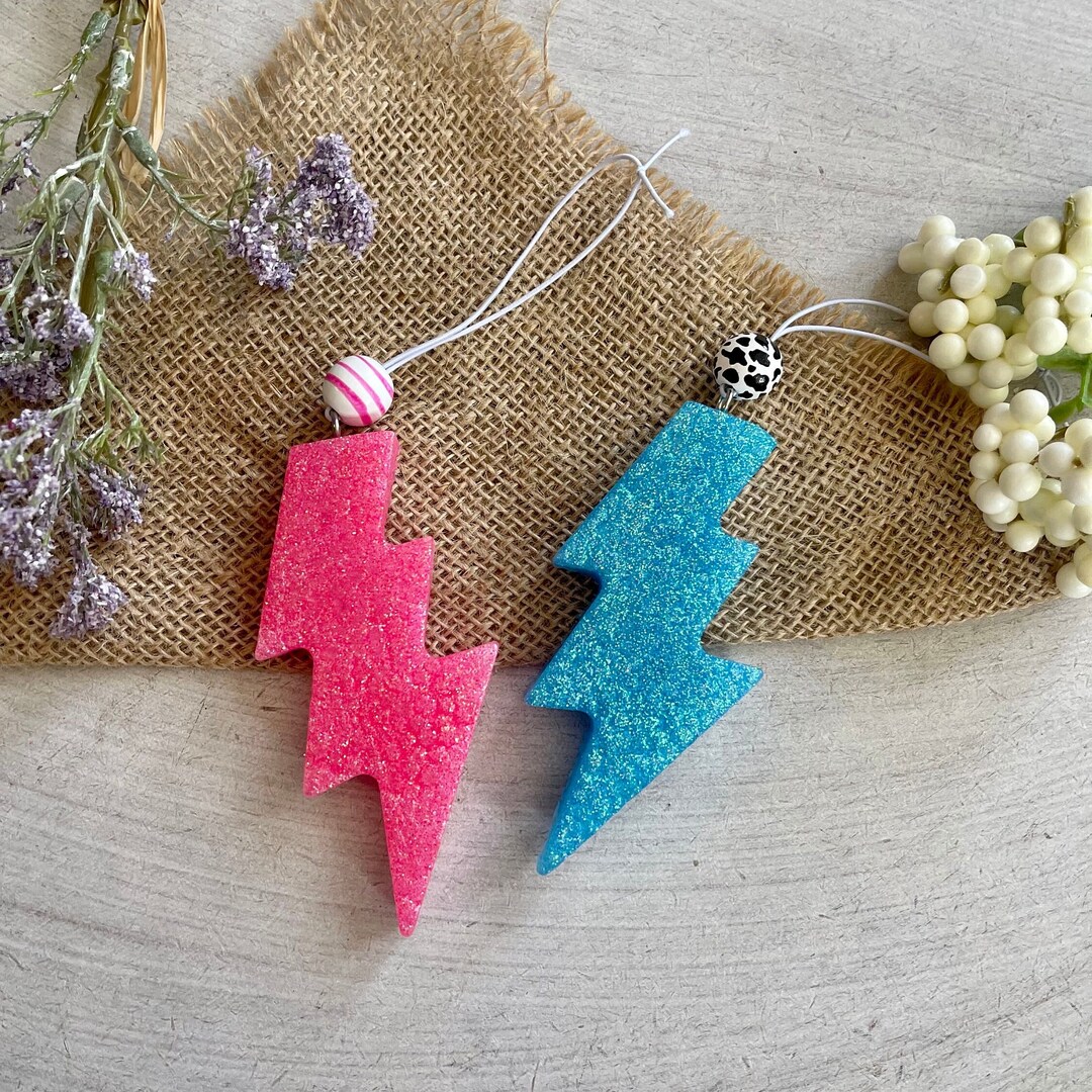 Lightning Bolt Freshie Neon Glitter Car Air Freshener Etsy