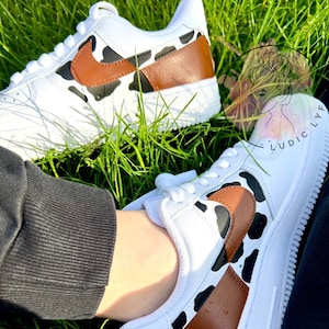 Custom cow print Air Force 1, western cow print, animal print Air Force