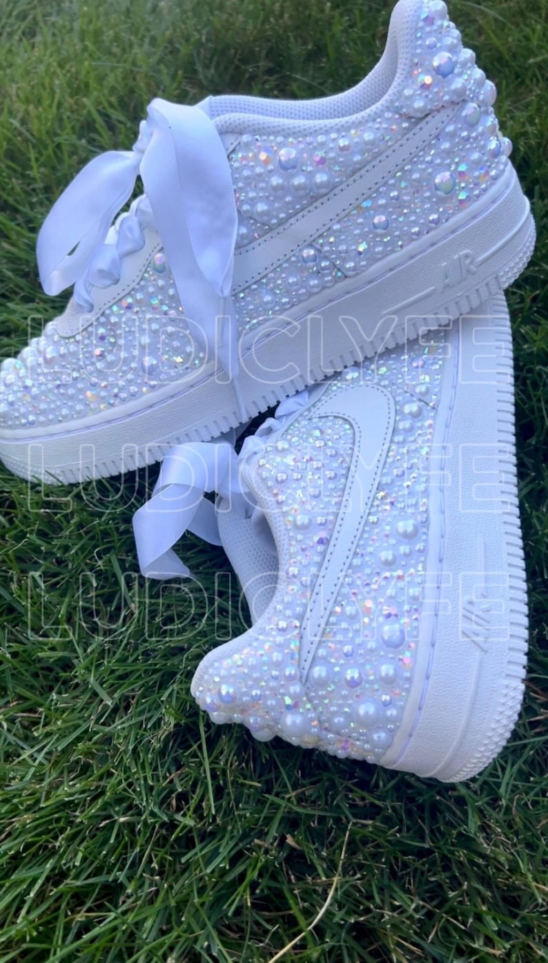Custom Pearl Rhinestone Air Force 1 Wedding Shoes, FULL Bling - Etsy