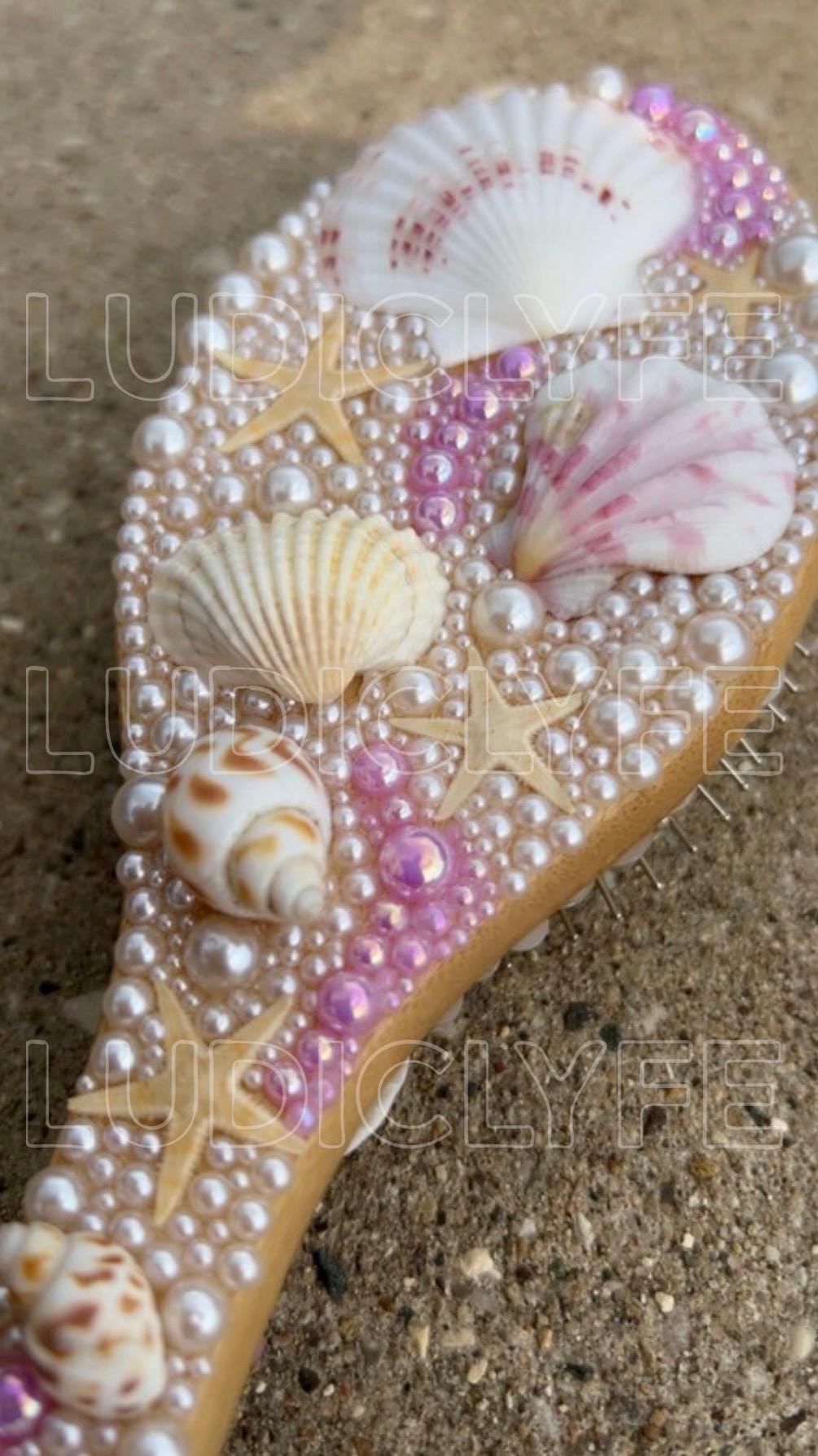 Sea Shell Pearl Hairbrush, Coastal Girl Hairbrush - Etsy display picture 1