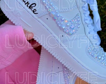Custom Pearl Rhinestone Air Force 1 Wedding Shoes