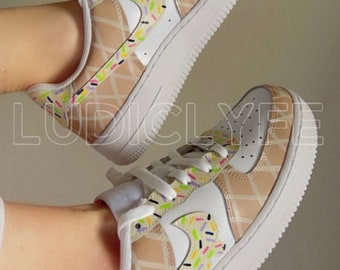 Custom Hand Painted Ice Cream Cone AF1 Shoes, Nike Air Force 1 Sneakers