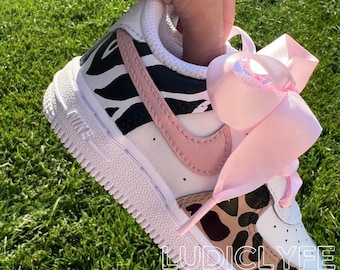 Custom Animal Print Air Force With Satin Laces